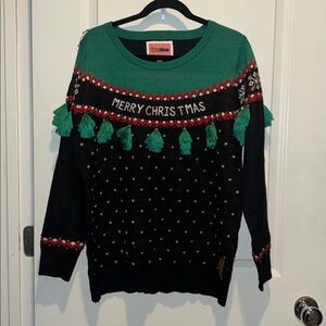 Tipsy Elves Green and Black Holiday Sweater